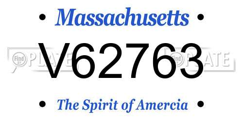 V62763 Massachusetts License Plate