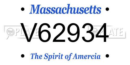 V62934 Massachusetts License Plate