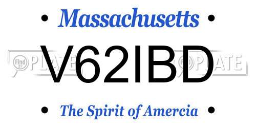 V62IBD Massachusetts License Plate
