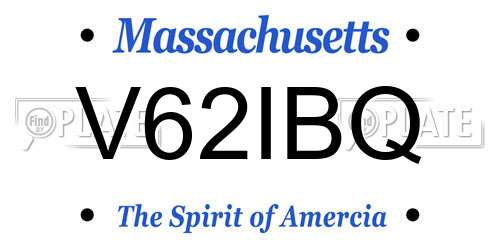 V62IBQ Massachusetts License Plate