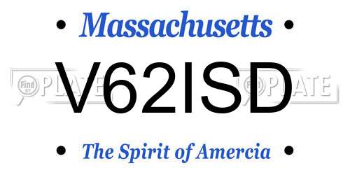 V62ISD Massachusetts License Plate