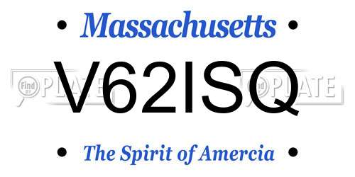 V62ISQ Massachusetts License Plate