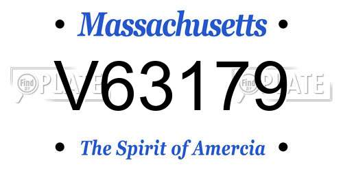 V63179 Massachusetts License Plate