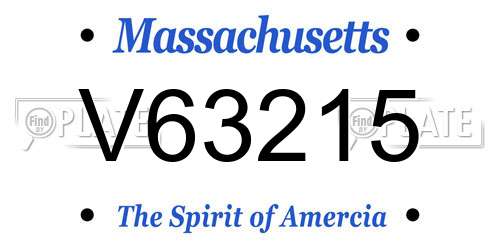 V63215 Massachusetts License Plate