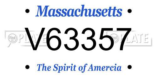 V63357 Massachusetts License Plate