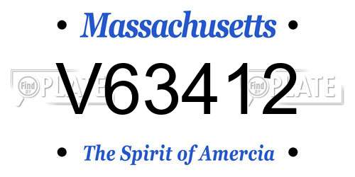 V63412 Massachusetts License Plate