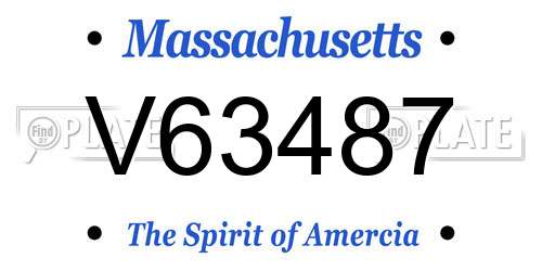 V63487 Massachusetts License Plate