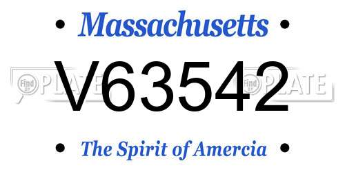 V63542 Massachusetts License Plate
