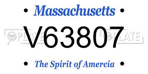 V63807 Massachusetts License Plate