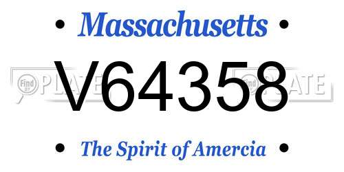 V64358 Massachusetts License Plate