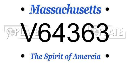 V64363 Massachusetts License Plate