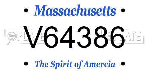 V64386 Massachusetts License Plate