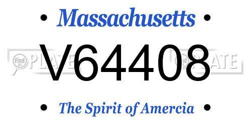 V64408 Massachusetts License Plate