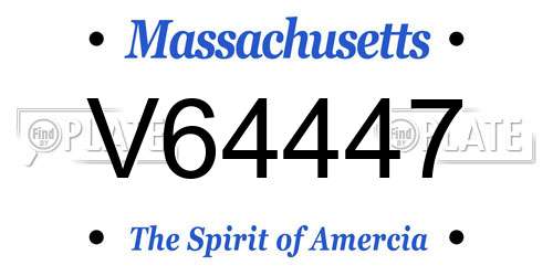 V64447 Massachusetts License Plate