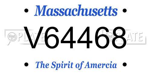 V64468 Massachusetts License Plate
