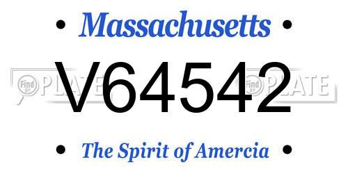 V64542 Massachusetts License Plate