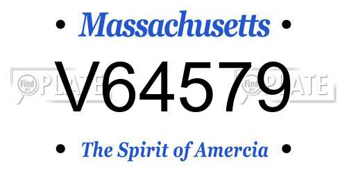 V64579 Massachusetts License Plate