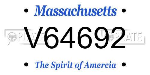 V64692 Massachusetts License Plate