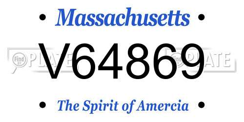 V64869 Massachusetts License Plate