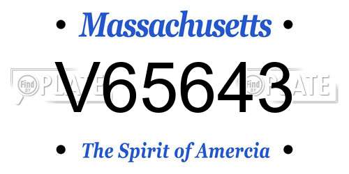 V65643 Massachusetts License Plate