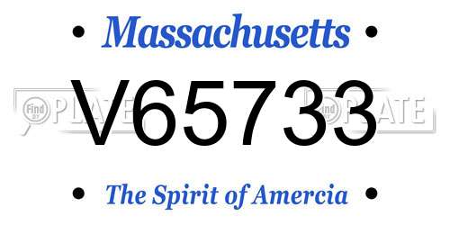 V65733 Massachusetts License Plate