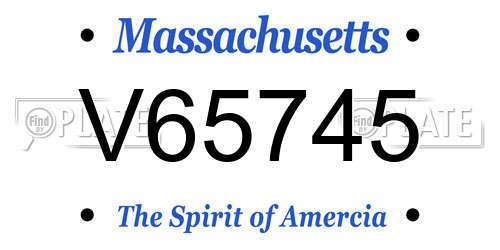 V65745 Massachusetts License Plate