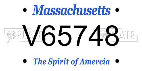 V65748 Massachusetts License Plate