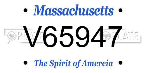 V65947 Massachusetts License Plate
