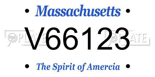 V66123 Massachusetts License Plate