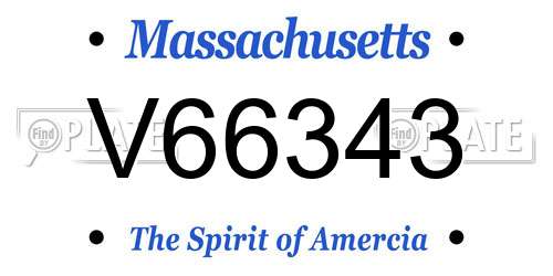 V66343 Massachusetts License Plate