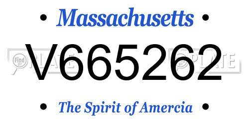 V665262 Massachusetts License Plate