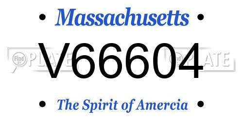 V66604 Massachusetts License Plate