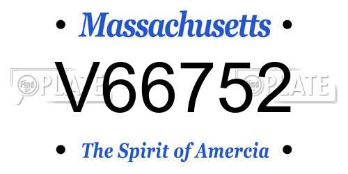 V66752 Massachusetts License Plate
