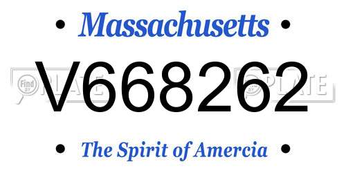 V668262 Massachusetts License Plate