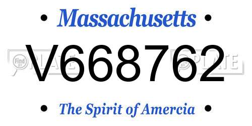 V668762 Massachusetts License Plate