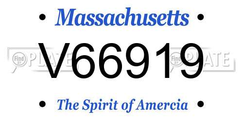 V66919 Massachusetts License Plate