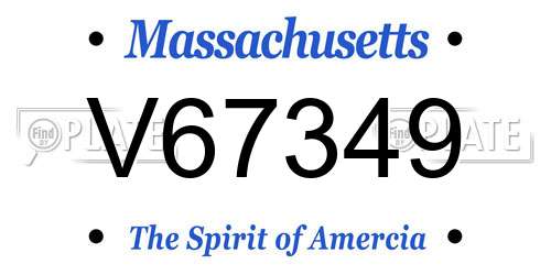 V67349 Massachusetts License Plate