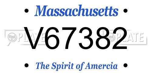 V67382 Massachusetts License Plate