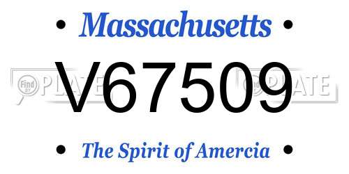 V67509 Massachusetts License Plate