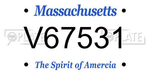 V67531 Massachusetts License Plate