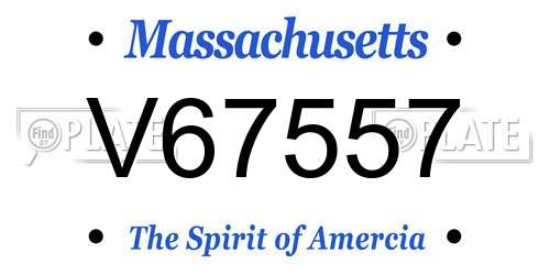 V67557 Massachusetts License Plate