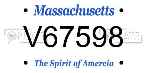 V67598 Massachusetts License Plate