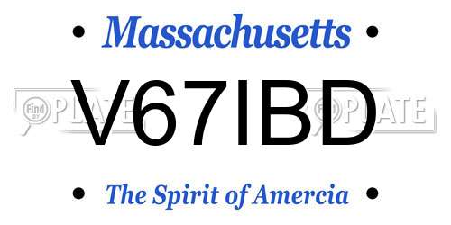 V67IBD Massachusetts License Plate