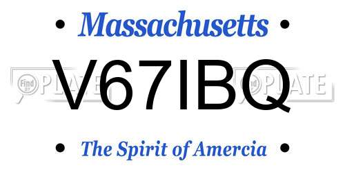 V67IBQ Massachusetts License Plate