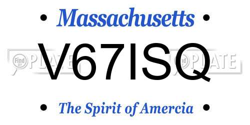 V67ISQ Massachusetts License Plate