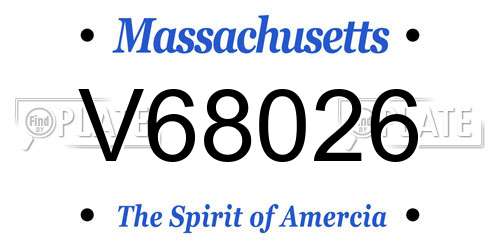 V68026 Massachusetts License Plate
