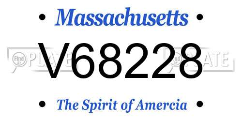 V68228 Massachusetts License Plate