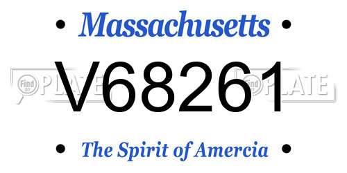V68261 Massachusetts License Plate