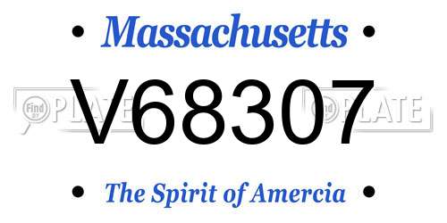 V68307 Massachusetts License Plate