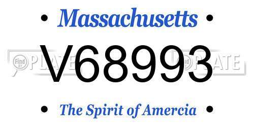 V68993 Massachusetts License Plate